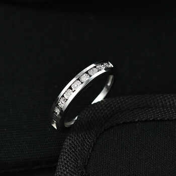 Half Eternity Ring mit Diamantakzenten, 925 Silber platiniert
