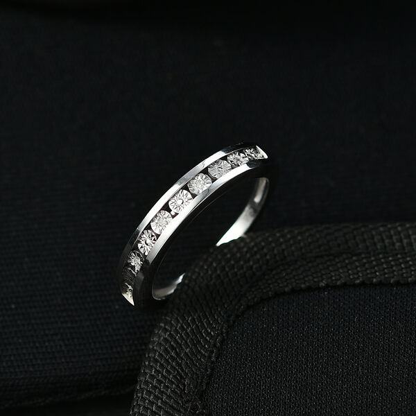 Half Eternity Ring mit Diamantakzenten, 925 Silber platiniert image number 2