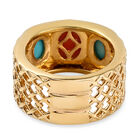 Koralle und natürlicher, Sleeping Beauty Türkis Ring 925 Silber vergoldet (Größe 20.00) ca. 1,77 ct image number 5