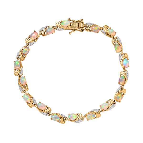 AA nat&uuml;rliches, &auml;thiopisches Welo Opal und Zirkon-Armband, 20 cm - 6,57 ct.