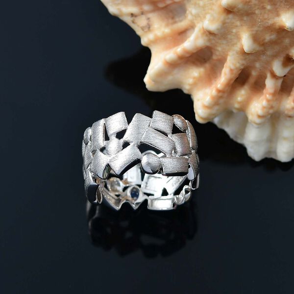 GP Royal Art Deco - Kanchanaburi Blauer Saphir Ring 925 Silber rhodiniert (Gr&ouml;&szlig;e 21.00) image number 1