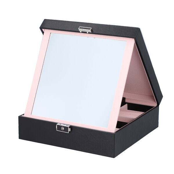 2er-Set Schmuckkasten mit Schloss und extra Box, Gr&ouml;&szlig;e 25x25x8 cm, Schwarz image number 3