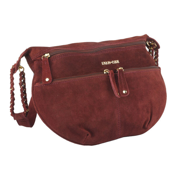 Crossbody Tasche aus 100% echtem Leder, Größe 33x3,8x25,4 cm, Weinrot image number 3