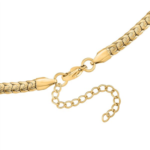 Gliederketten- und Herringbone-Design Halsketten-Set, Edelstahl, ca. 50 cm, goldafarben image number 6