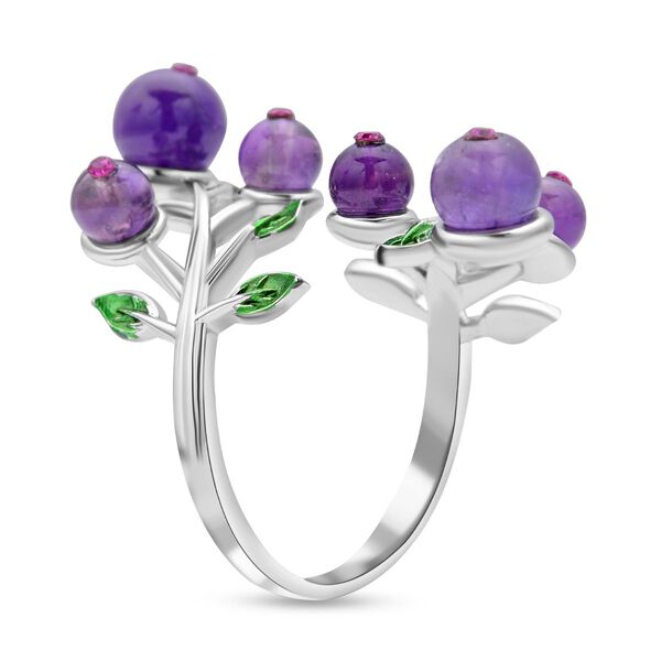 Afrikanischer Amethyst und lila Kristall Ring, Messing (Gr&ouml;&szlig;e 16.50) image number 7