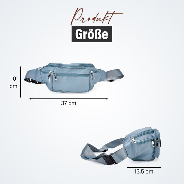 Nylon-Gürteltasche mit RFID-Schutz, 37x10x13,5cm, Blau image number 5