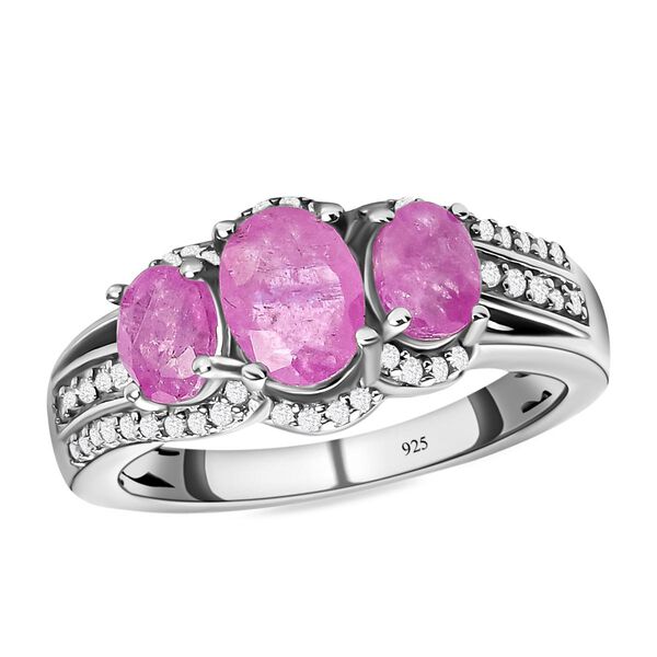 Ilakaka Rosa Saphir-Ring, (Fissure gefüllt), 925 Silber platiniert image number 4