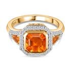 AA Salamanca Feueropal Ring, 925 Silber 750 Gelbgold Vermeil (Größe 19.00) ca. 1.82 ct
