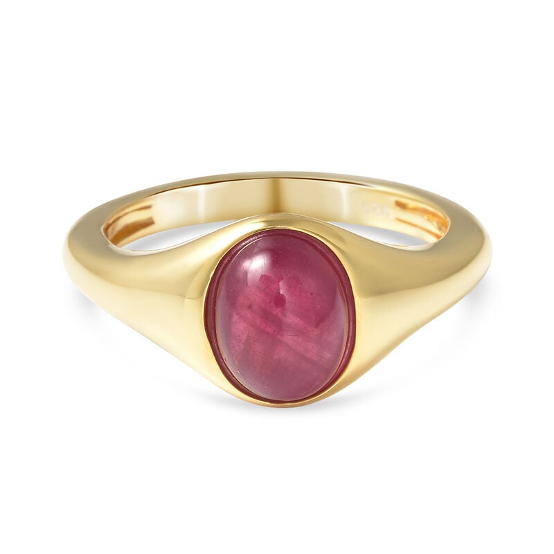 Fissure gefüllt Rubin Solitär Ring 925 Silber Gelbgold Vergoldet image number 0