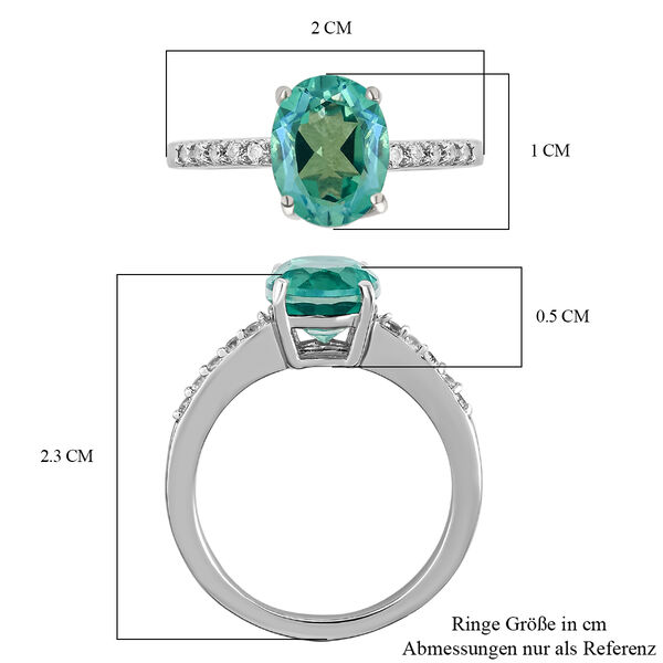 Pfau Triplett Quarz und wei&szlig;er Zirkon-Ring, 925 Silber platiniert  ca. 2,22 ct image number 7