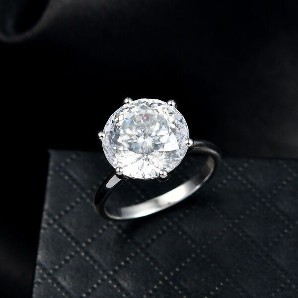 D'Joy 161 Facettiert Moissanit (Rund 12mm) Ring 925 Silber rhodiniert (Gr&ouml;&szlig;e 18.00) ca. 6.75 ct image number 1