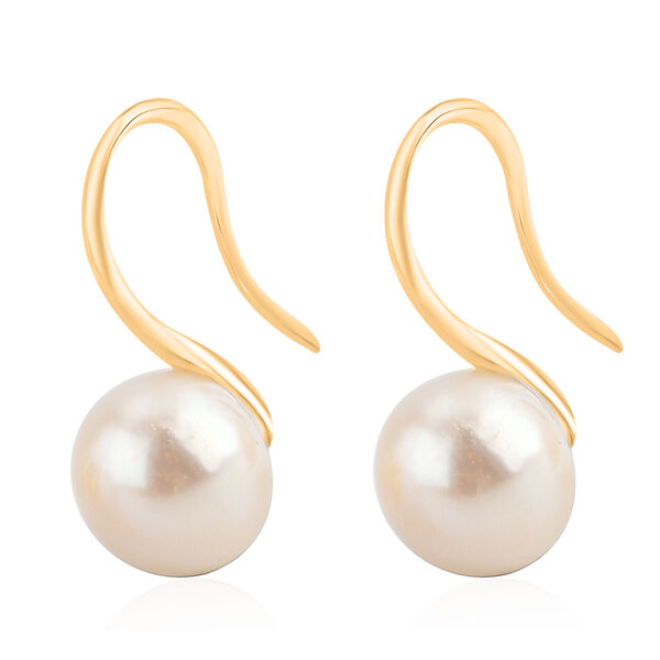 2er Set - Weiße Süßwasser Perle Ohrhänger, Nickelfreies Messing, Silber und Goldfarben image number 4