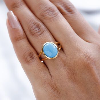 Amerikanischer, nat&uuml;rlicher Sleeping Beauty T&uuml;rkis Ring, 925 Silber Gelbgold Vermeil, (Gr&ouml;&szlig;e 20.00) ca. 4.28 ct