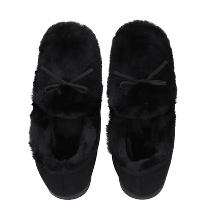Kuschelige, warme Kunstfell Hausschuhe mit gepolsterter Sohle, Gr&ouml;&szlig;e 36-37, Schwarz