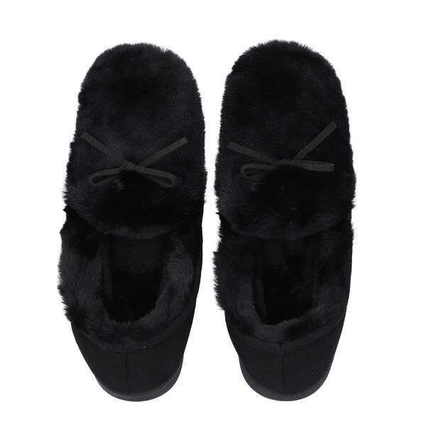Kuschelige, warme Kunstfell Hausschuhe mit gepolsterter Sohle, Gr&ouml;&szlig;e 36-37, Schwarz image number 0