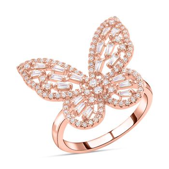 Wei&szlig;er Zirkonia-Ring, (Gr&ouml;&szlig;e 20.00), ca. 1,56  ros&eacute;farben 1.56 ct
