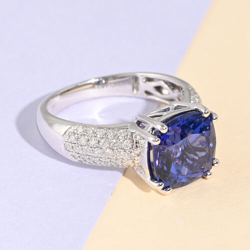 RHAPSODY zertifizierter und geprüfter AAAA Tansanit und VS EF Diamant-Ring in 950 Platin - 5,30 ct. image number 1