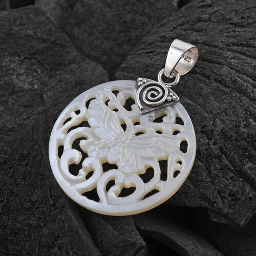 Royal Bali Kollektion - weißer Muschelkernperlen-Anhänger, 925 Silber image number 1