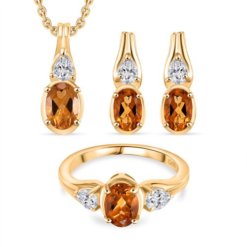 3er Set - AA Serra Gaucha Citrin und Topas Schmuckset - 3,29 ct. image number 0