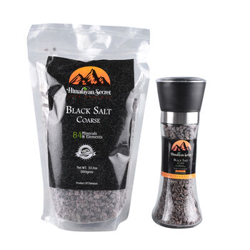 100% reines schwarzes Himalaya-Salz in Grobsalzm&uuml;hle, 200g + 950g Nachf&uuml;llung