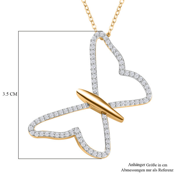 Moissanit Anhänger mit 50cm Kette, 925 Silber 750 Gelbgold Vermeil - 0,70 ct. image number 6