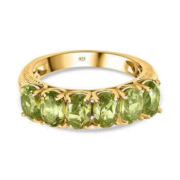 Nat&uuml;rlicher Peridot Ring, 925 Silber vergoldet, (Gr&ouml;&szlig;e 17.00), ca. 3.03 ct
