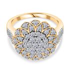 LUXURIANT DIAMOND - Lab Grown Diamant SI-GH SGL zertifiziert Ring 925 Silber 750 Gelbgold Vermeil (Größe 18.00) (10-15 Werktage Lieferzeit) ca. 1.33 ct