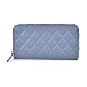 Brieftasche aus echtem Leder mit RFID-Schutz in Stepp-Optik, 19x2,5x9,5cm, Blau