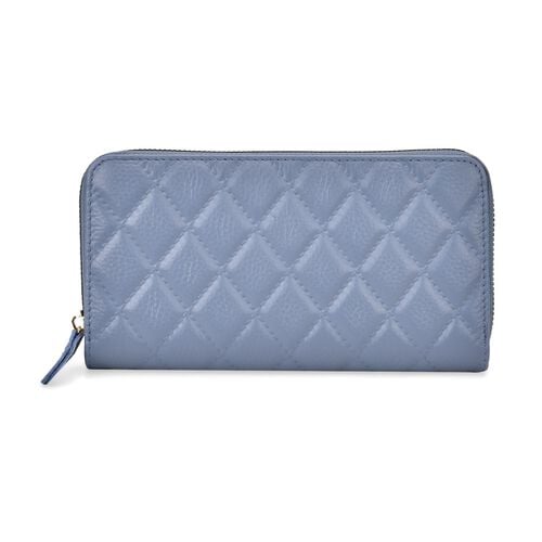 " life-style:Color:Blue; Size/Profile: Genunie Leather Wallet with RFID with box   Wall (exterior):Genunie Leather Lining (Interior):Polyester;  Pockets (exterior):Zipper -1;  Pockets (interior):card solt-12, currency divider-2,zipped-1 Size:19*2.5*9.5cm image number 0