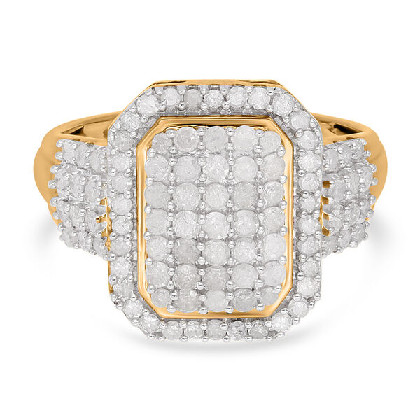 Weißer Diamant Ring, 925 Silber Gelbgold Vermeil, (Größe 18.00) ca. 1.00 ct image number 0