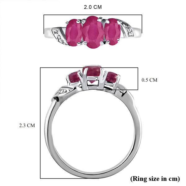 Afrikanischer Rubin (Fissure gef&uuml;llt) Ring 925 Silber Platiniert (Gr&ouml;&szlig;e 17.00) ca. 1,30 ct image number 5