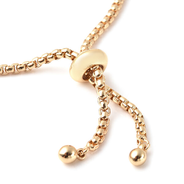 Flexibles gelbes Zirkonia Bolo-Armband, ca. 15-25 cm, goldfarben image number 4