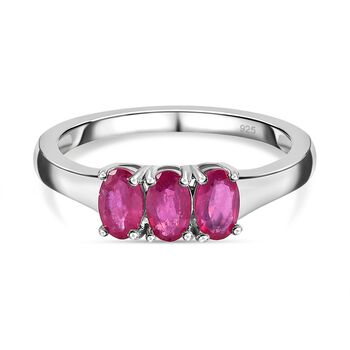 Afrikanischer Rubin (Fissure gef&uuml;llt) Ring, 925 Silber platiniert (Gr&ouml;&szlig;e 19.00) ca. 1.04 ct