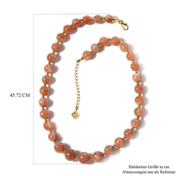 Pfirsich Mondstein Halskette, 45 cm - 340 ct. image number 6