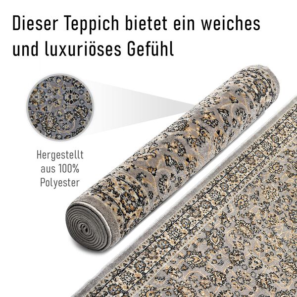 Moderner grauer & mehrfarbiger Läufer - 950 GSM, Größe: 66x180cm, grau image number 5