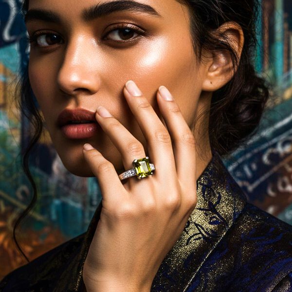 Lustro Stella gr&uuml;ner und wei&szlig;er Zirkonia Ring image number 2