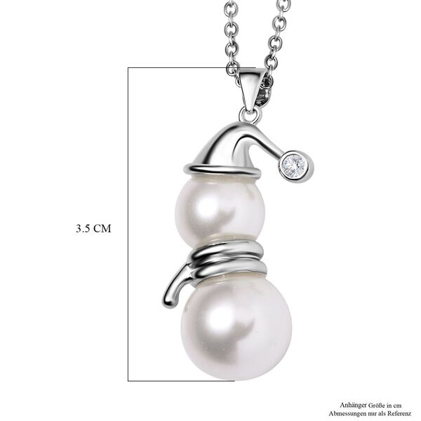 Kuscheliger Schneemann, wei&szlig;e Muschelkernperlen Schmuckset, Edelstahl image number 6