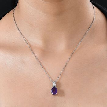 Afrikanischer Amethyst, Wei&szlig;er Zirkon Anh&auml;nger Messing ca. 2.60 ct