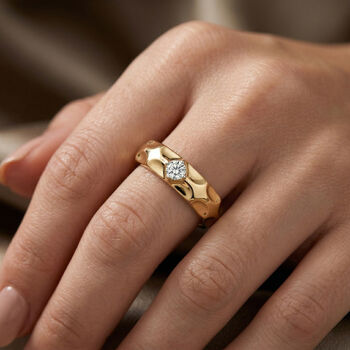 LUXURIANT DIAMOND - Lab Grown Diamant SI-GH Ring 925 Silber 750 Gelbgold vermeil (Gr&ouml;&szlig;e 17.00) ca. 0.15 ct