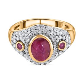 Afrikanischer Rubin und Zirkon-Ring - 3,42 ct.