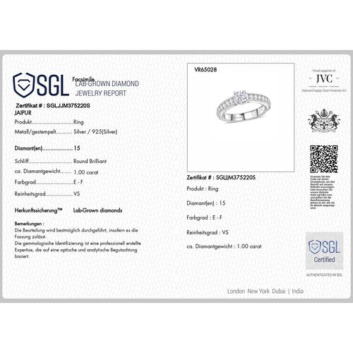 LUXURIANT DIAMOND- SGL zertifizierter VS-EF Labor Diamant Ring - 1 ct. image number 8