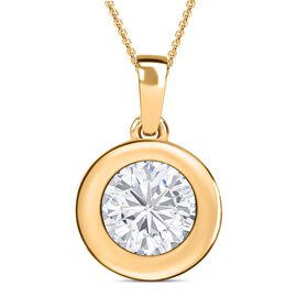 EF Moissanit Anhänger mit Kette in Silber mit Gelbgold Vermeil - 3,47 ct.