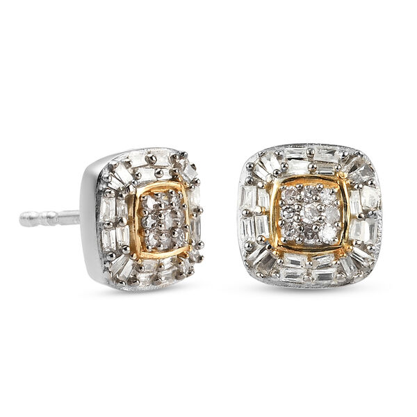 Zweifarbiger Diamant-Cluster-Ohrstecker in Silber, 0,33 ct. image number 4