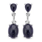 Blaue Sandstein Ohrringe, silberfarben, ca. 25.00 ct