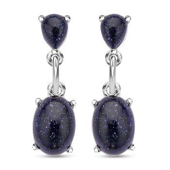 Blaue Sandstein Ohrringe, silberfarben, ca. 25.00 ct