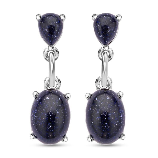 Blaue Sandstein Ohrringe, silberfarben, ca. 25.00 ct