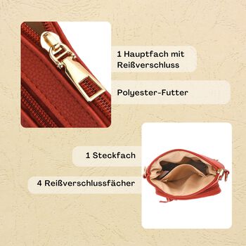 Crossbody-Tasche mit mehreren Rei&szlig;verschlussf&auml;chern und gemustertem Gurt, 19x22cm, Gr&uuml;n
