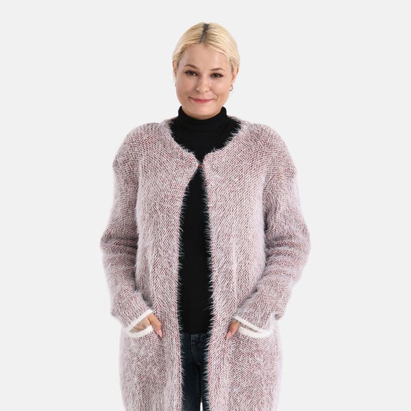 Kuschelweicher, langer Übergangs-Cardigan mit 2 Taschen, gestrickt, Braun image number 5