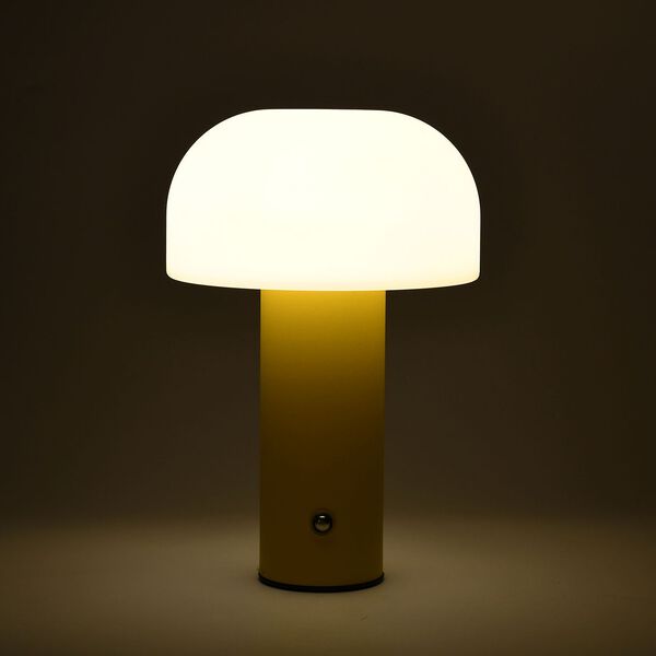 LED-Tischlampe, wiederaufladbar, Pilzform, 3 Lichtfarben, 12,5x20,5 cm, Sonnengelb image number 3