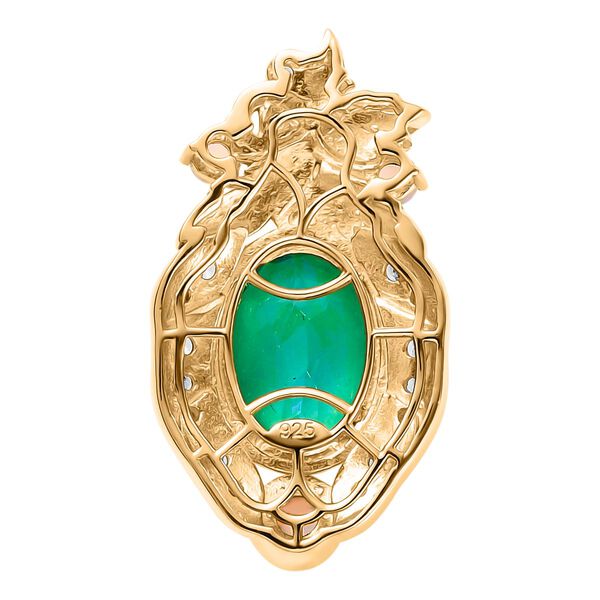 Pfau Triplett Quarz, &auml;thiopischer Welo Opal und Zirkon-Anh&auml;nger - 7,73 ct. image number 5